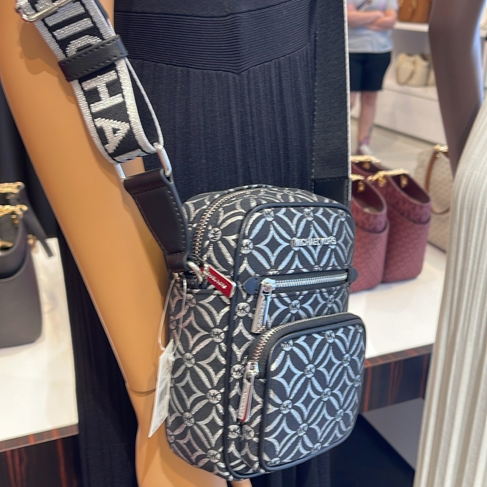 Michael Kors Black & White Patterned Crossbody Bag